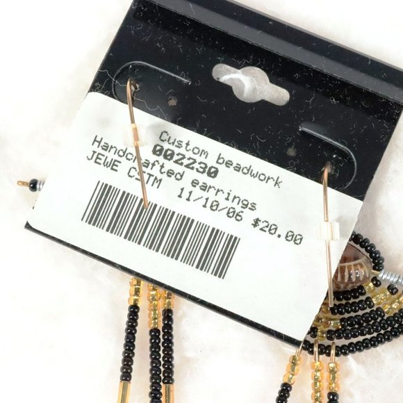 New Handcrafted Custom Beadwork Winged Ethnic Beaded Dangle Earrings - Picture 3 of 4